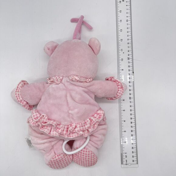 Carters Just One Year Musical Pull Pink Teddy Bear 10" Plush Lullaby Baby Crib - Picture 7 of 12